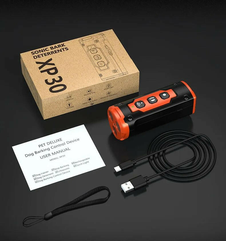 Ultrasonic Dog Training Device | 3 Sonic Emitters, 50ft Range & LED Flashlight