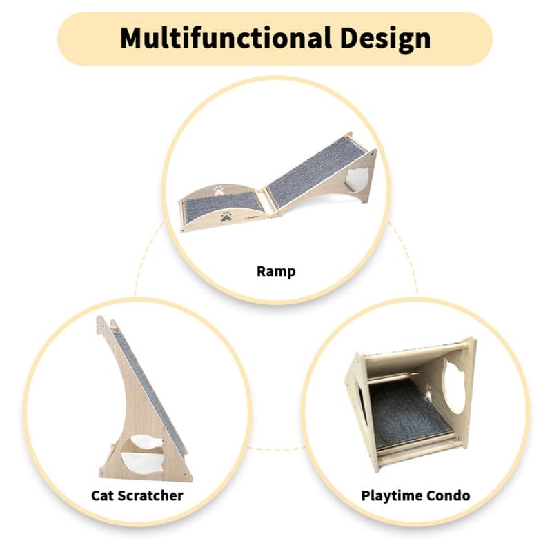 Cat Scratch and Play Ramp | 3-in-1 Climb Scratcher & Condo