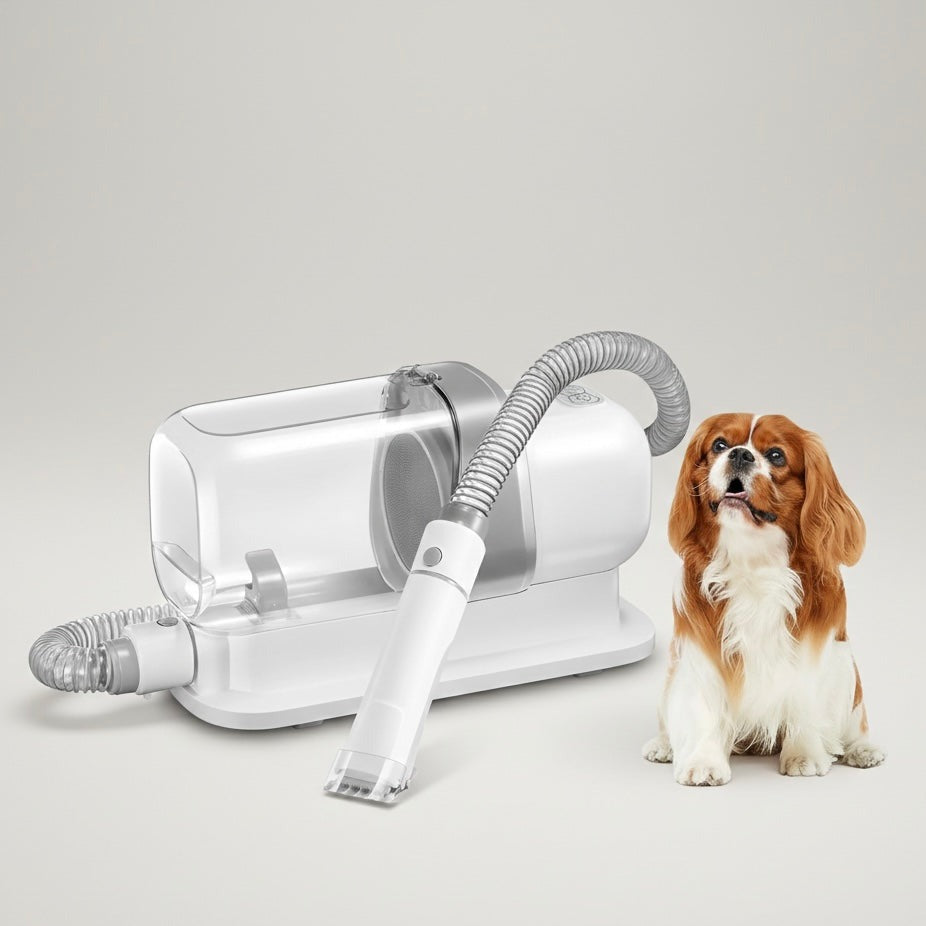 Dog & Cat Grooming Vacuum Kit That Traps Hair | 5 Tools & 2.3L Bin